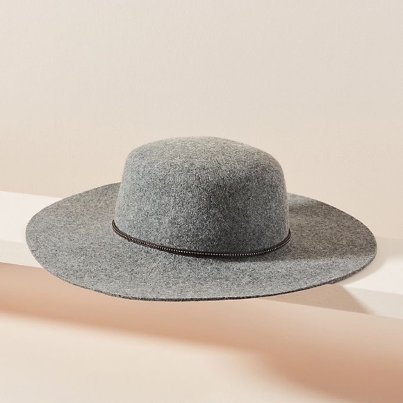 Anthropologie Accessories - Frye Felt Santa Fe Wool Boater Hat Gray Lead